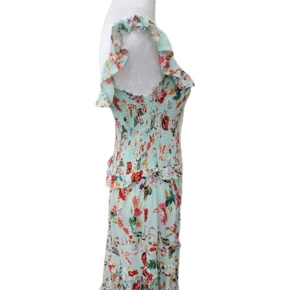 Abel The Label Floral Maxi Dress Size M – Boho Tiered Smocked Sleeveless Rayon - Picture 13 of 16
